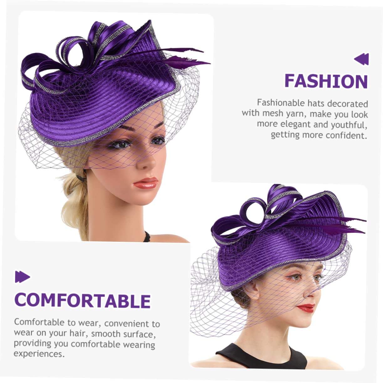 Holibanna Cappello da Cocktail Party Fascia per Ragazze Cappello da tè Cappello per Il Matrimonio fascinatori di per Le Donne Cappelli Fascinator per Le Donne Filato di Navy