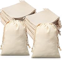 Vista 7 de Wesnoy 200 bolsas de algodón con cordón, bolsa de muselina reutilizable de 5 x 7 pulgadas para bodas, manualidades, suministros de fiesta en casa