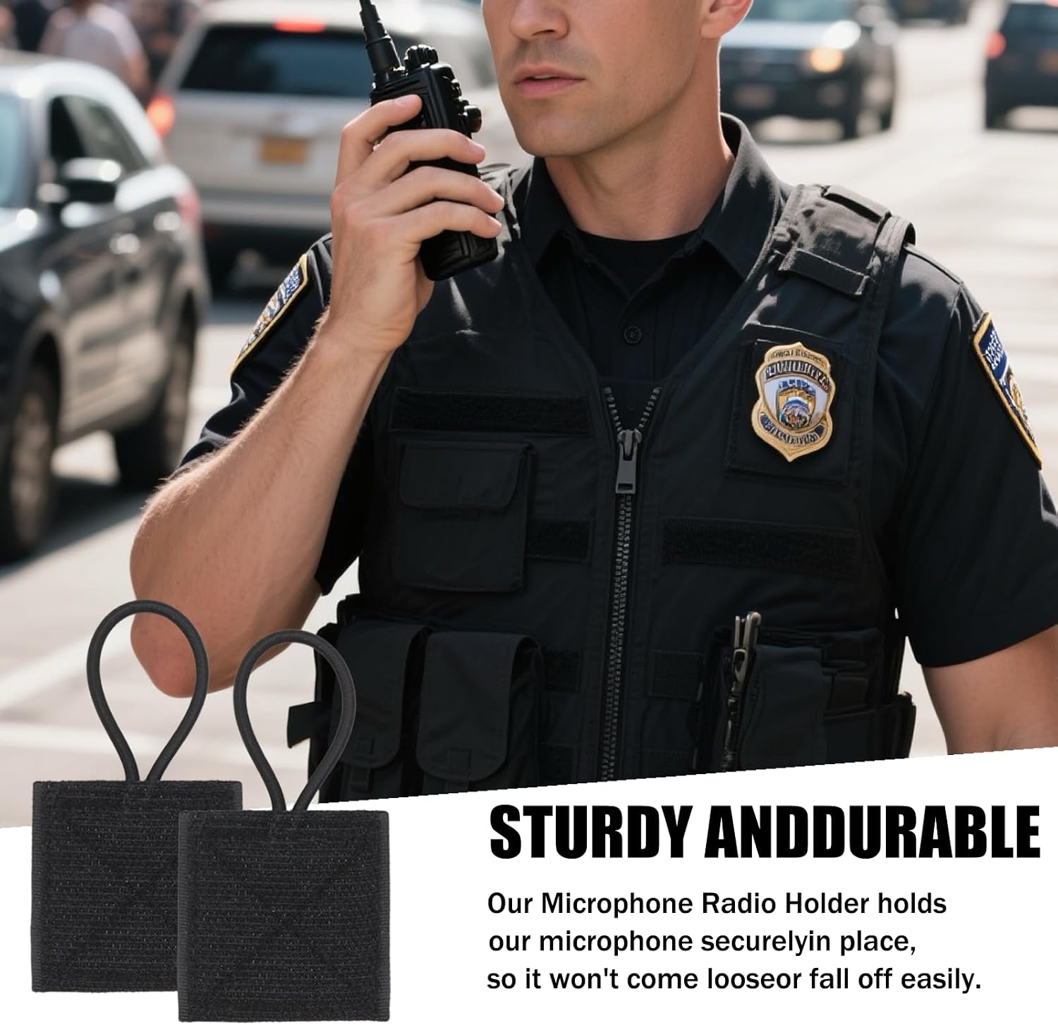 2 Pack Microphone Radio Holder, Mic Clips for Law Enforcement, 50 lb.Super Strong Stitches No Breaking, Police Microphone Holder Clip for Vest Accessories image 5