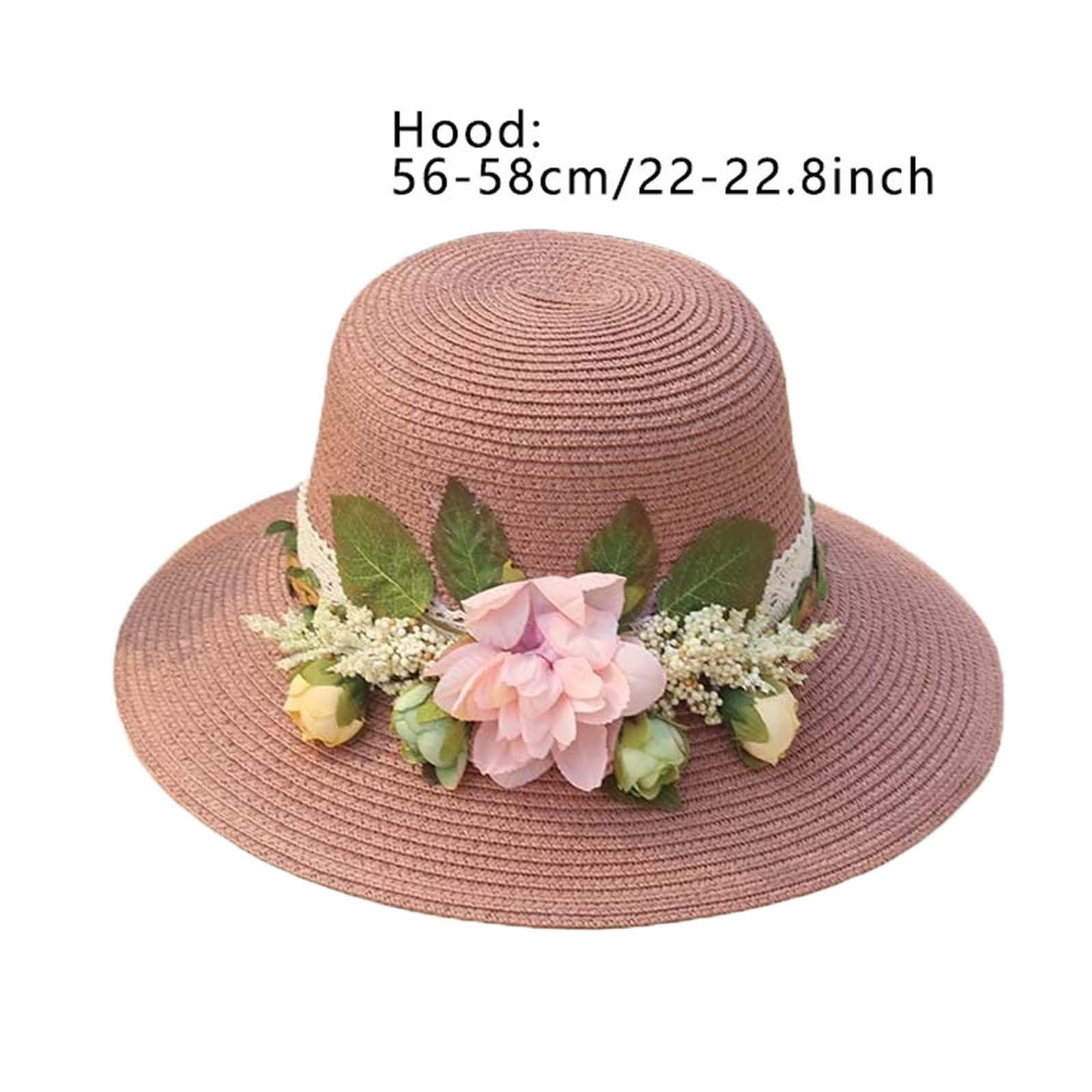Cappello da Sole Cappelli da Sole, Cappello da Sole in Paglia da Donna, Largo 50+, Pieghevole, Estivo da Spiaggia, Multicolore(White)