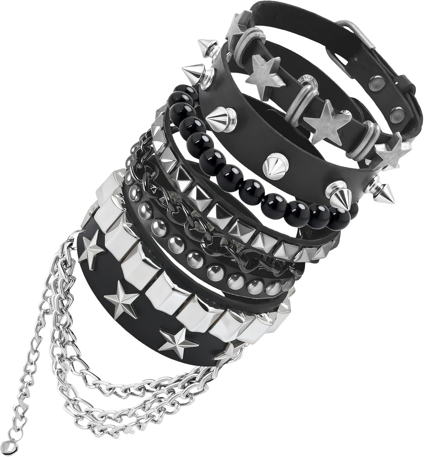 ZLFSRQ Emo Bracelets Punk Rock Studded Bracelet for Women Men Goth Leather Spiked Bracelets Emo Jewelry Accessories