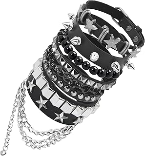 ZLFSRQ Emo Bracelets Punk Rock Studded Bracelet for Women Men Goth Leather Spiked Bracelets Emo Jewelry Accessories