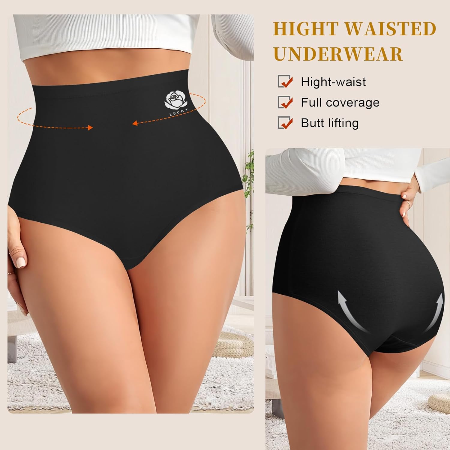 Cotton Underwear for Women High Waist Soft Breathable Full Coverage Brief Stretch Ladies Panties Multipack,S-XXL - Image 2