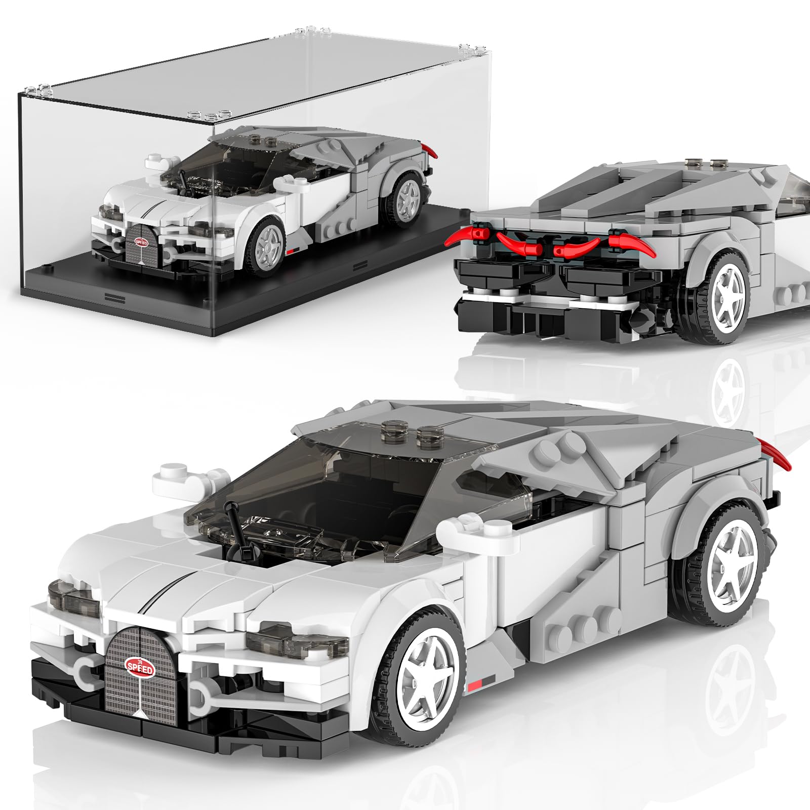 Mould King Technik Speed Champion Racing Car Building Blocks, 27102 Super Sports Car Clamping Blocks Car with Acrylic Display Case, Model Cars for Collecting for Teenagers and Adults (383 Pieces) โ image 1