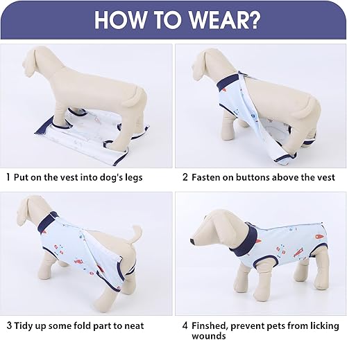 Miniatura 99 de SAWMONG Traje de recuperación para perros, traje de recuperación para perros después de la cirugía, traje quirúrgico de esterilización para perros