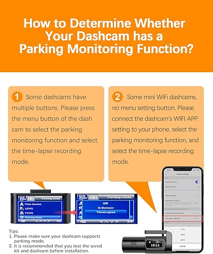 Miniatura 5 de Kit de cable duro para cámara de salpicadero, 12V-24V a 5V 2.5A Cargador de cámara de tablero de coche, cable de alimentación, kit de cable duro