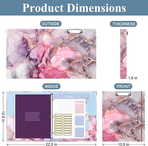 Miniatura 2 de Carpeta de 3 anillas, carpeta de anillos redondos de 1 pulgada con portapapeles, pestañas divisoras, fundas de bolsa con cremallera de PVC y