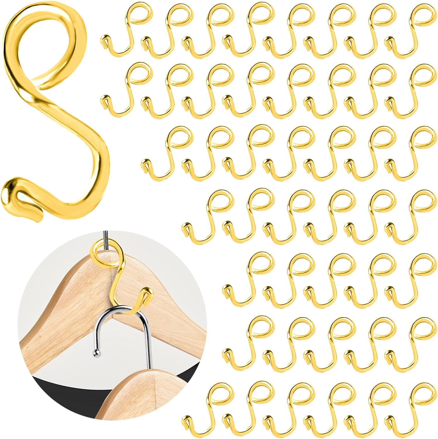HolyMaji Clothes Hanger Connector Hooks Gold Hanger