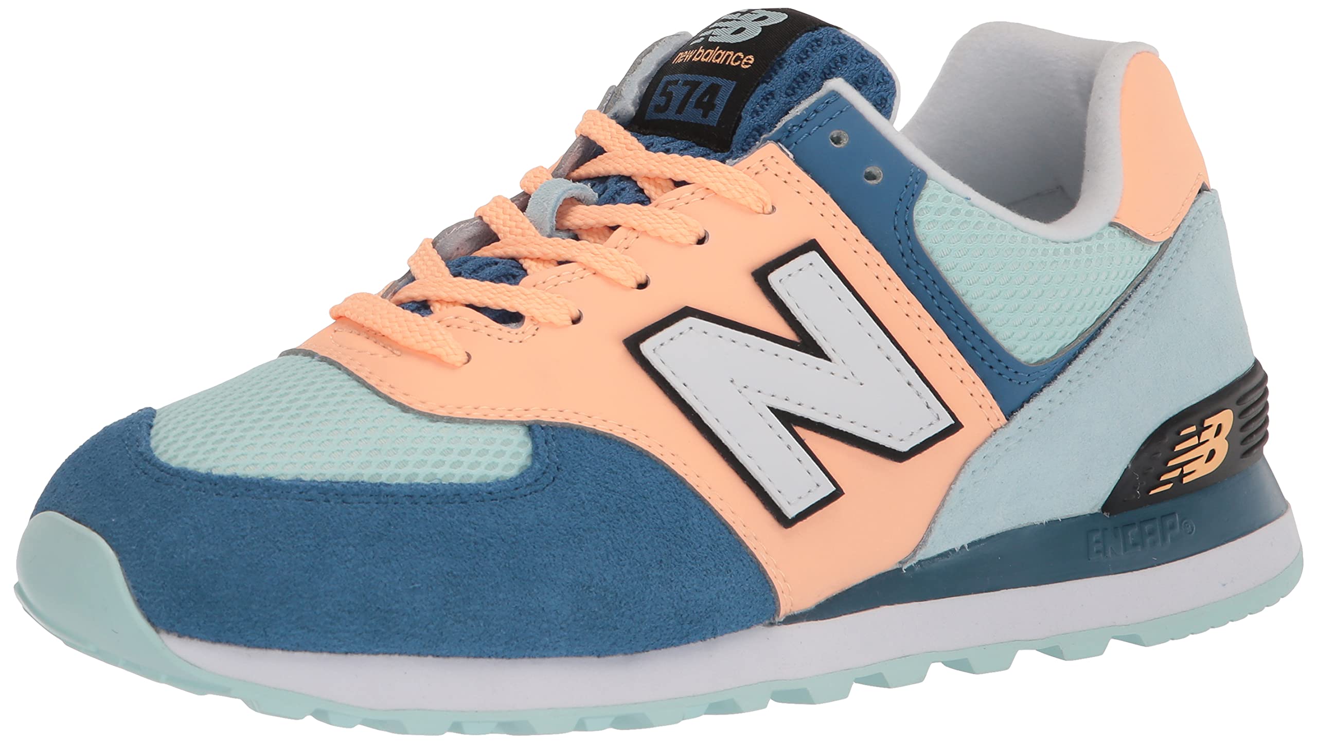 New Balance Women's 574 V2 Playground Sneaker, Light Mango/Oxygen Blue, 11.5 M