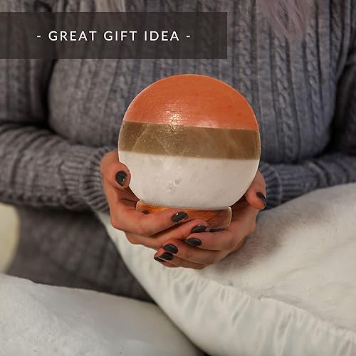 Miniatura 8 de Lámpara de roca de sal de doble iluminación - Globo moderno rosa blanco y gris Diseño de lámparas de sal con atenuador, brillo ajustable. Luz