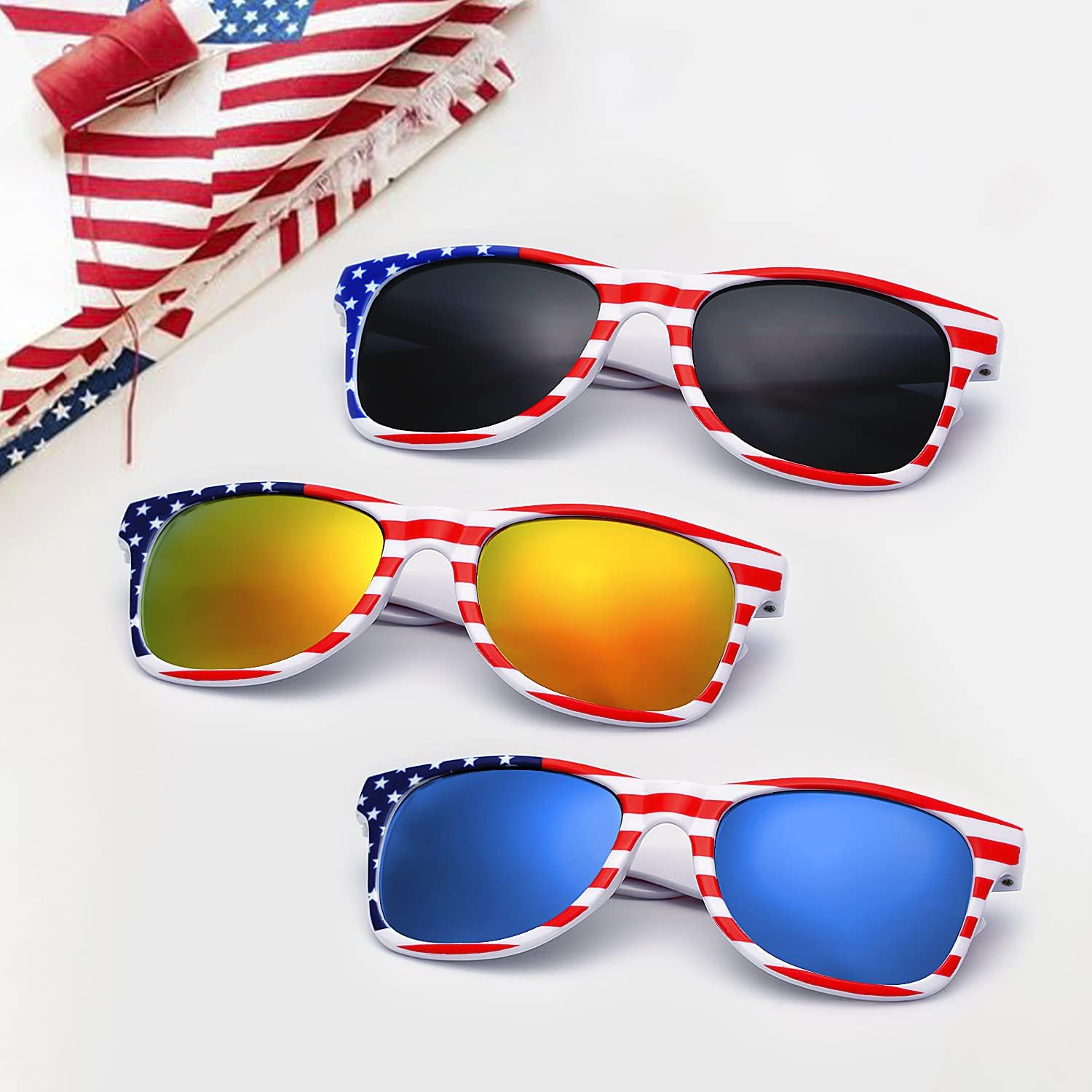 knliwkm American Flag Sunglasses for Men USA American Flag Glasses Fourth of July Accessories