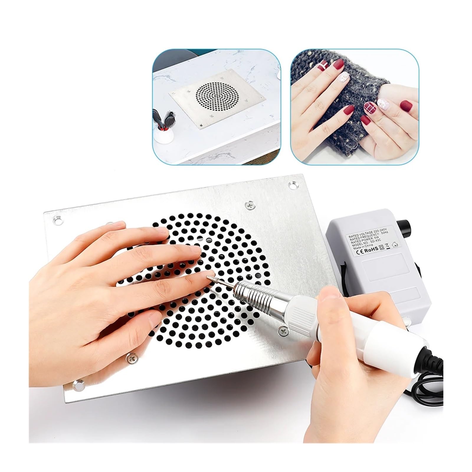 Aspirapolvere per Unghie, 4500 giri/min Collettore di polveri for unghie Macchine utensili for manicure Forte potere Aspirapolvere for unghie Strumento for nail art for attrezzature for salone di mani