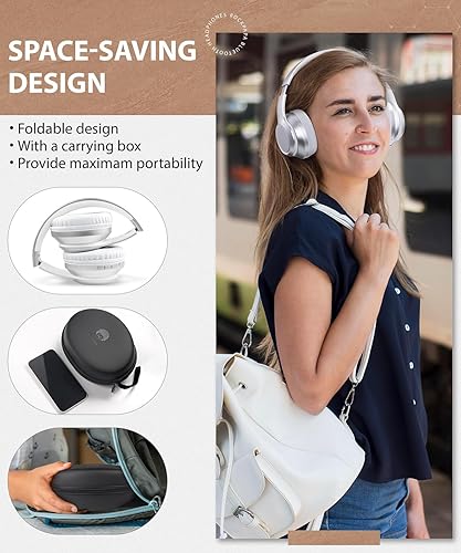 Vista 61 de rockpapa E9 - Auriculares Bluetooth para niños y niñas adultos, estéreo plegables con cable/inalámbrico con micrófono para escuela, viajes, tableta