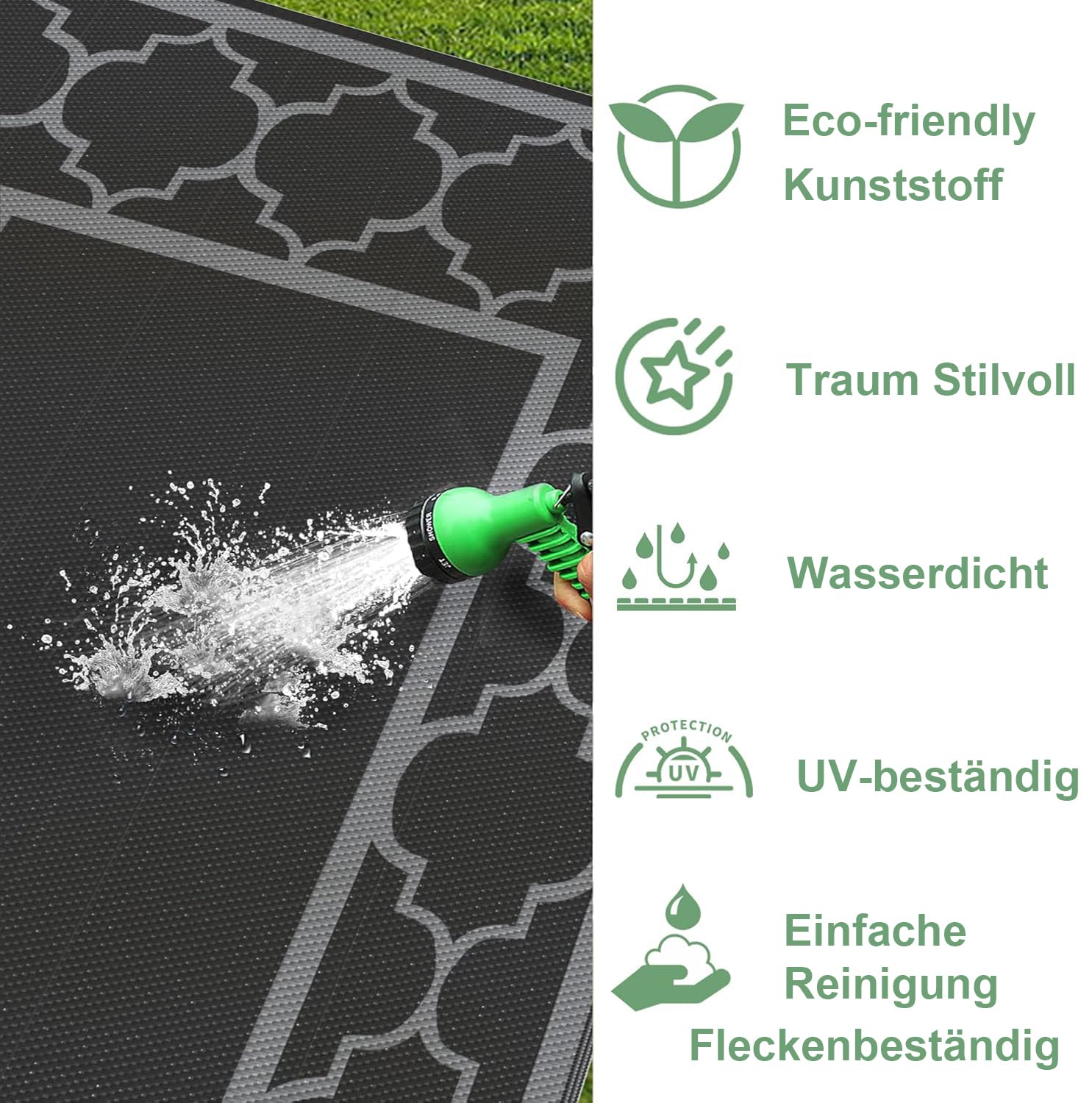 GENIMO Outdoor tapijt waterdicht voor terrasdecoratie, opvouwbare GENIMO Outdoor tapijt waterdicht voor terrasdecoratie, opvouwbare