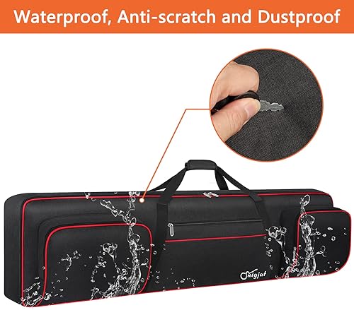 Miniatura 6 de Funda suave para teclado de 88 teclas (interior 53.5 x 13.8 x 6.8 pulgadas), funda acolchada para piano con asas y correas ajustables para el