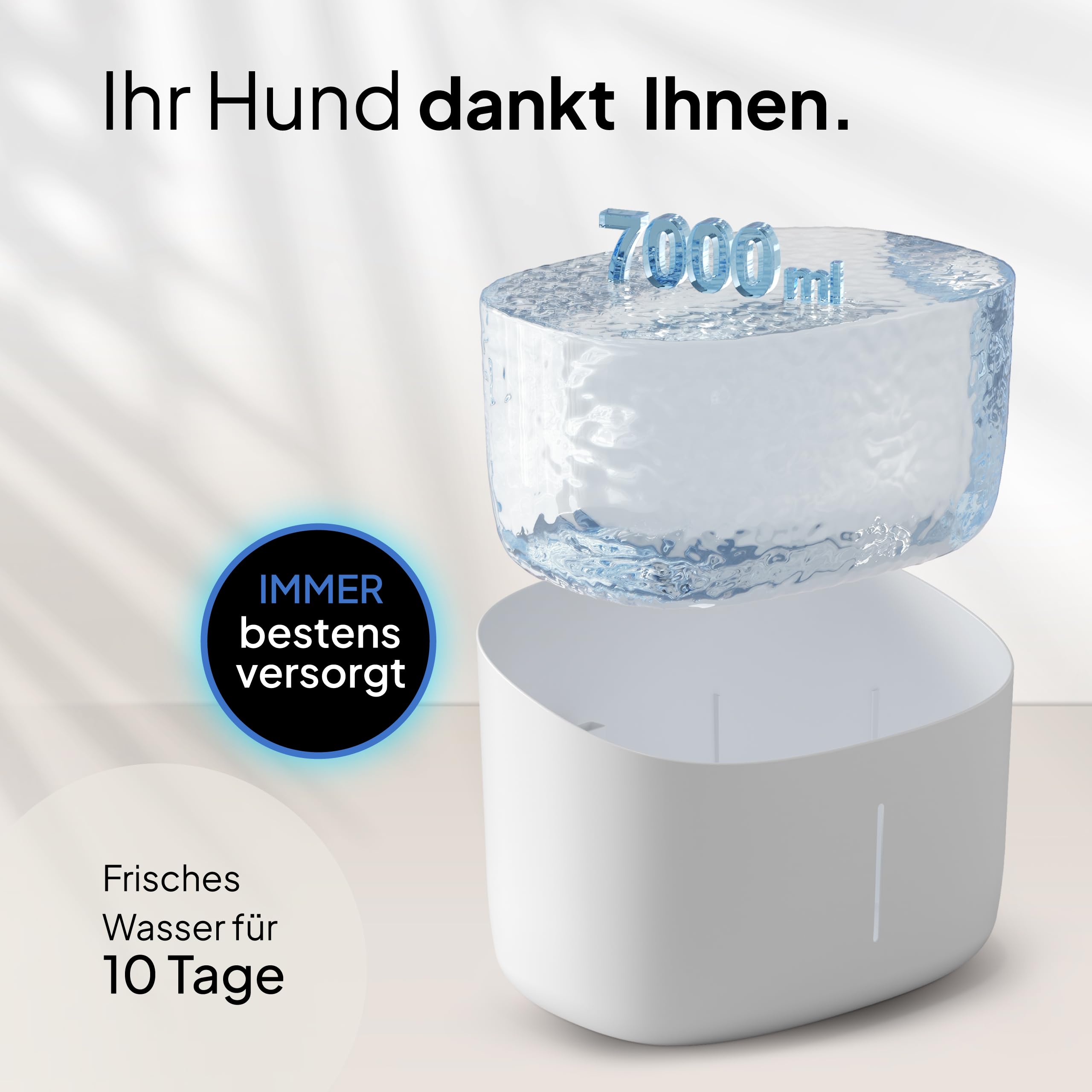 Pretty Paw Trinkbrunnen für Hunde mit 7L Wassertank - Super leiser Hunde Trinkbrunnen - BPA-freier Hundebrunnen mit Filter & LED - Leicht zu reinigender Dog Wasserspender