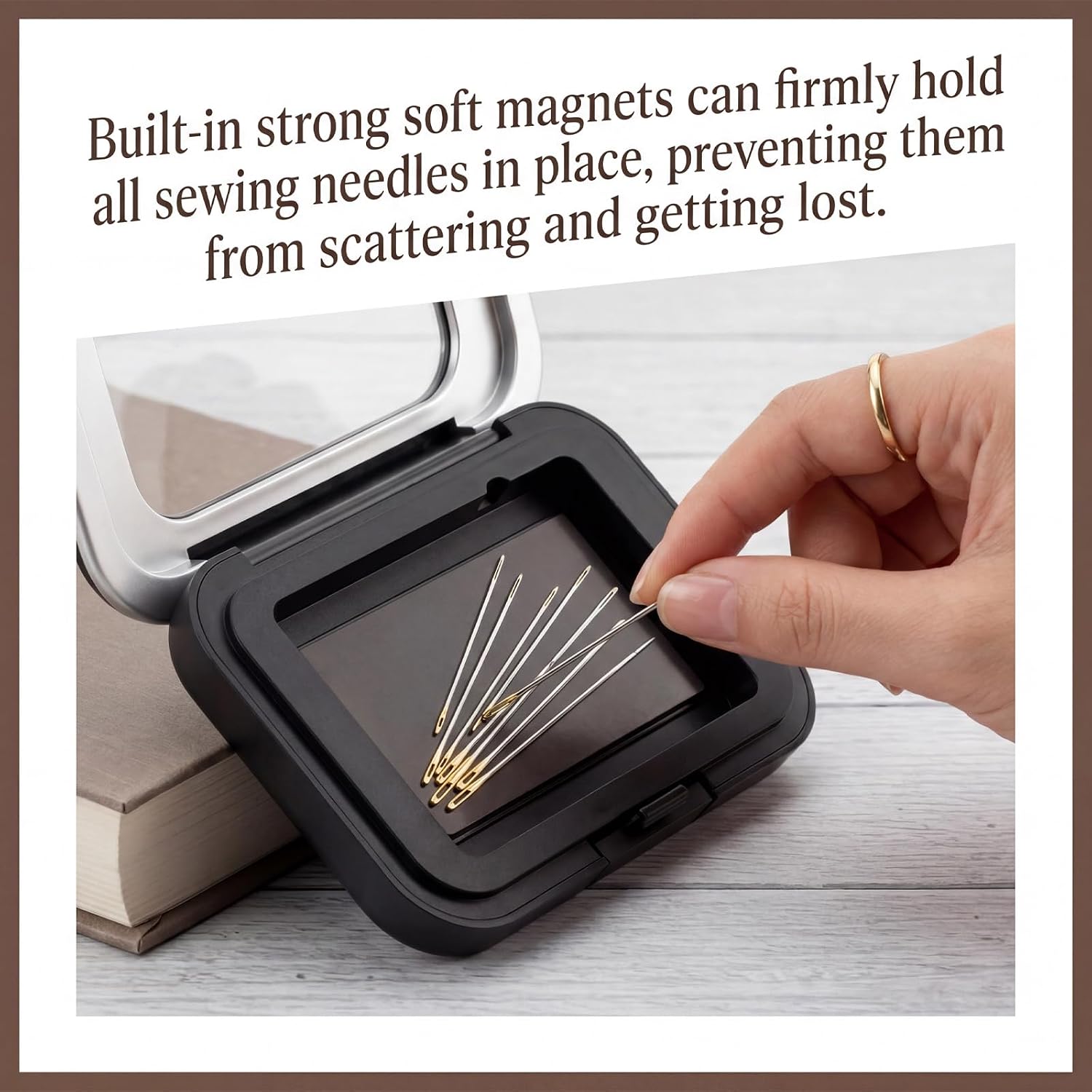 Sewing Needle Case Magnetic Needle Holder Sewings Pin Storage Organizer Box with Clear Lid Needles Keeper for Sewing, Quilting, Crafts Small