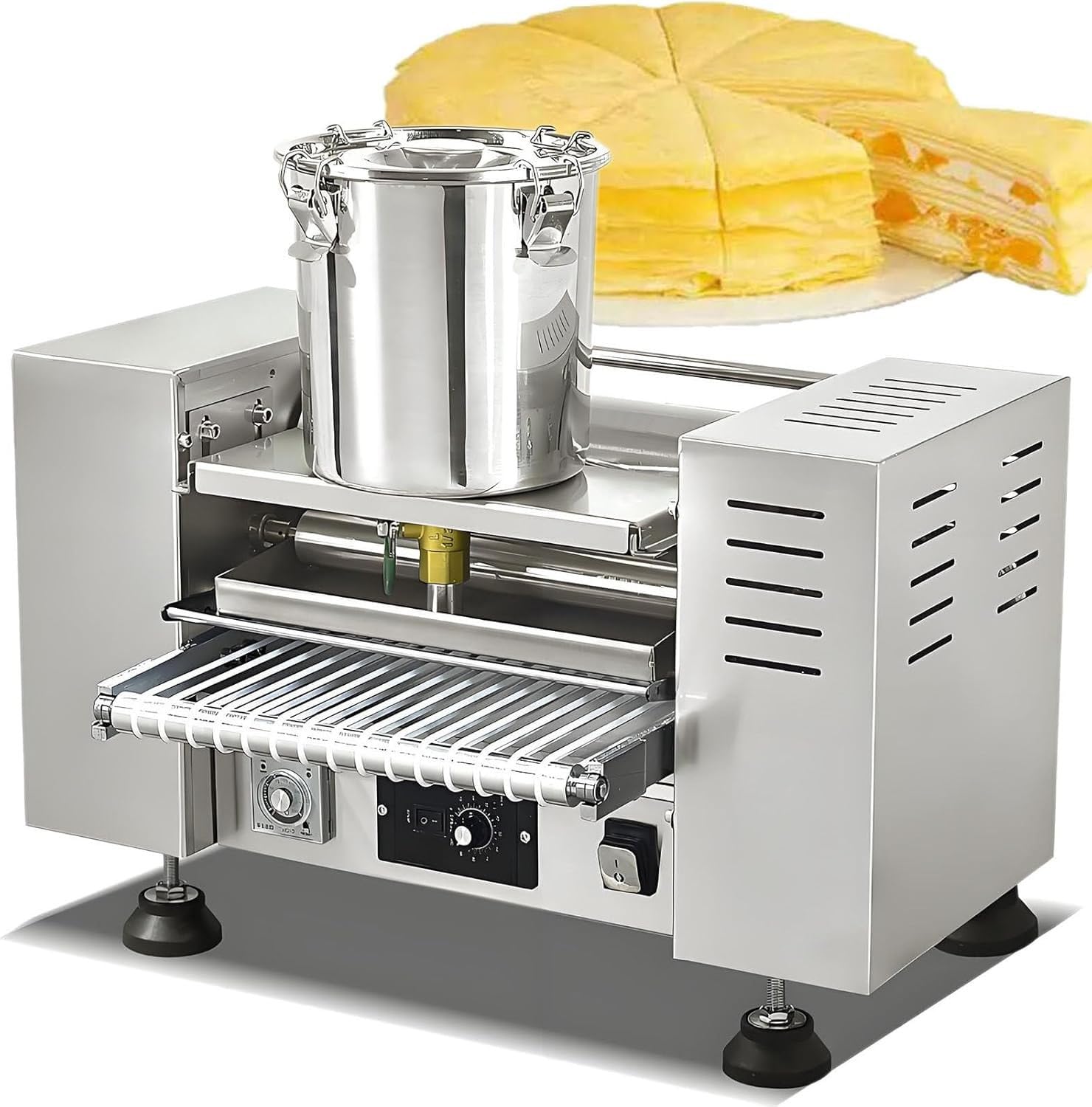 Crepera Eléctrica Comercial, Temperatura Ajustable 0-200°C, Alta Eficiencia 100-300 Piezas/H, Uso en Restaurante o Cocina Doméstica