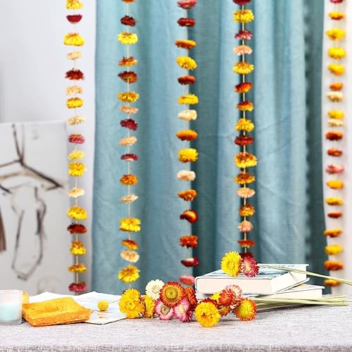 Miniatura 6 de Decoraciones de Navidad  Guirnalda de flores secas de 6.6 pies, guirnalda de margaritas reales de girasol, cadena de flores secas con 42 cabezas de