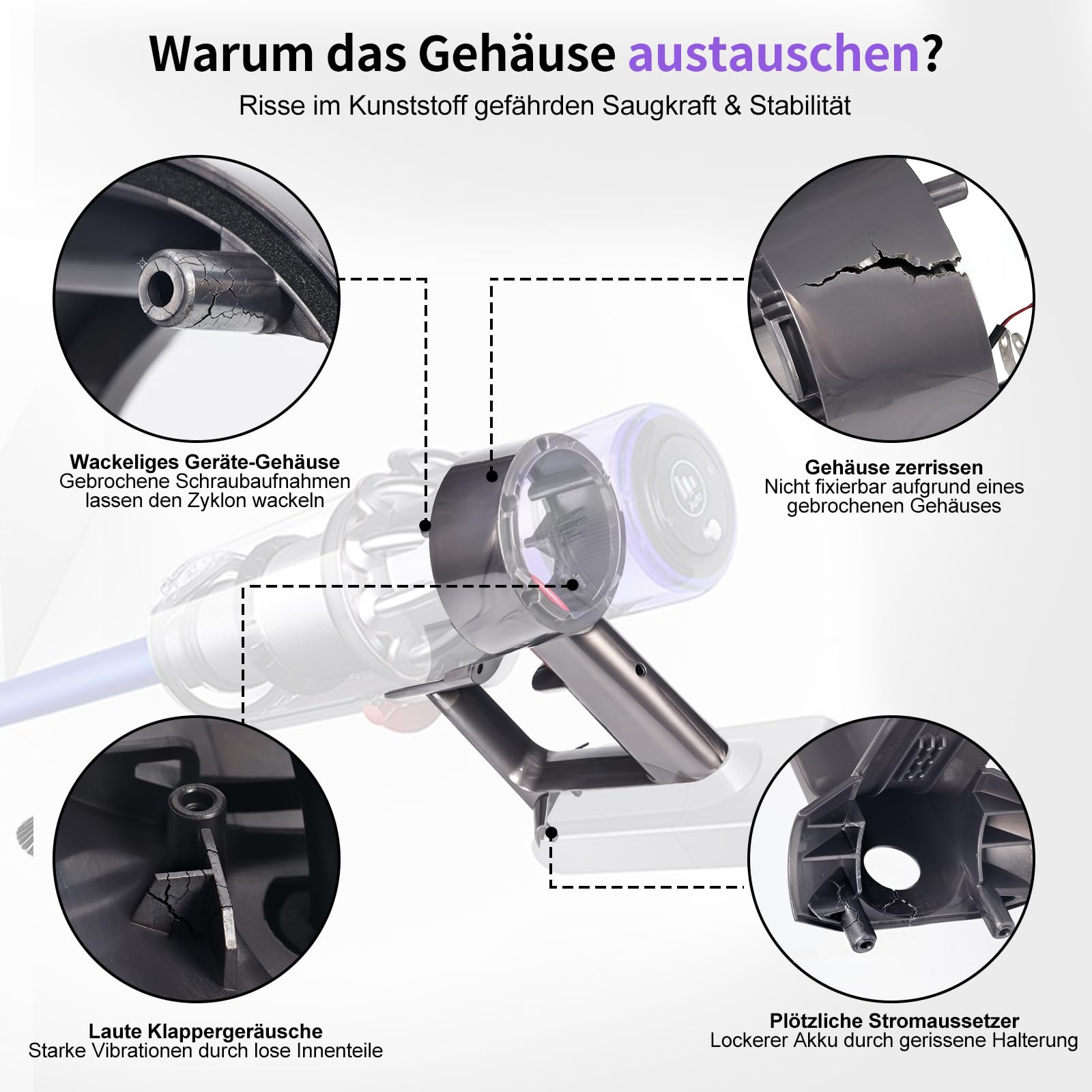 SV14 V11 Metal Schalter-Montagegriff Grundgehäuse für Dyson SV14 Ersatzteil | V11 Gehäuse Griff & Hauptkörper-Montage Ersatzteile (nur für Schraubbatterie) Staubsauger Zubehör Mit Schraubendreher-Satz
