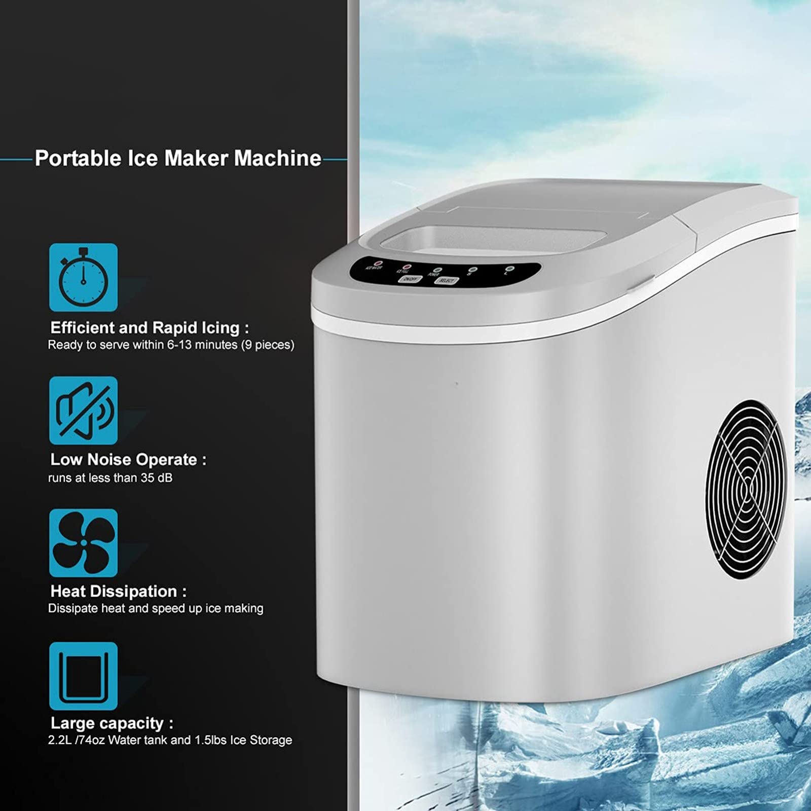 Amazon.co.jp: お手入れが簡単ポータブル製氷機、6分で最初の