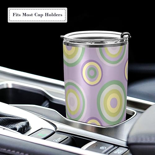 Miniatura 5 de Pastel Purple Circles Stainless Steel coffee cups with lids Leak-proof Lid and Straw insulated coffee mug with lid for café reusable tumblers with