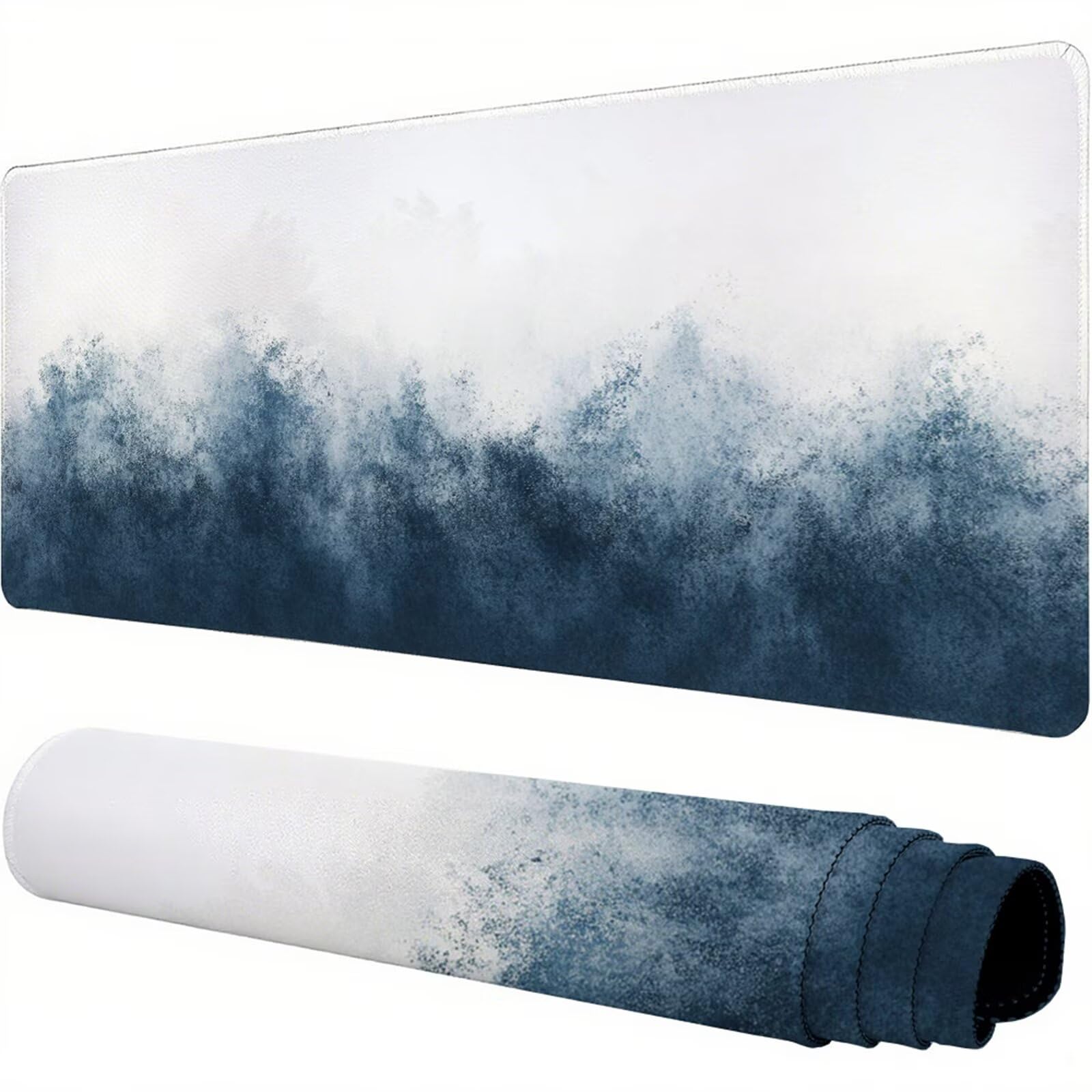 Czarno-biała podkładka pod mysz XXL 1500 x 800 x 3 mm chmura pod biurko akcesoria antypoślizgowa gumowa podstawa i szyte krawędzie podkładka pod mysz dla graczy do dekoracji biura dekoracyjnego