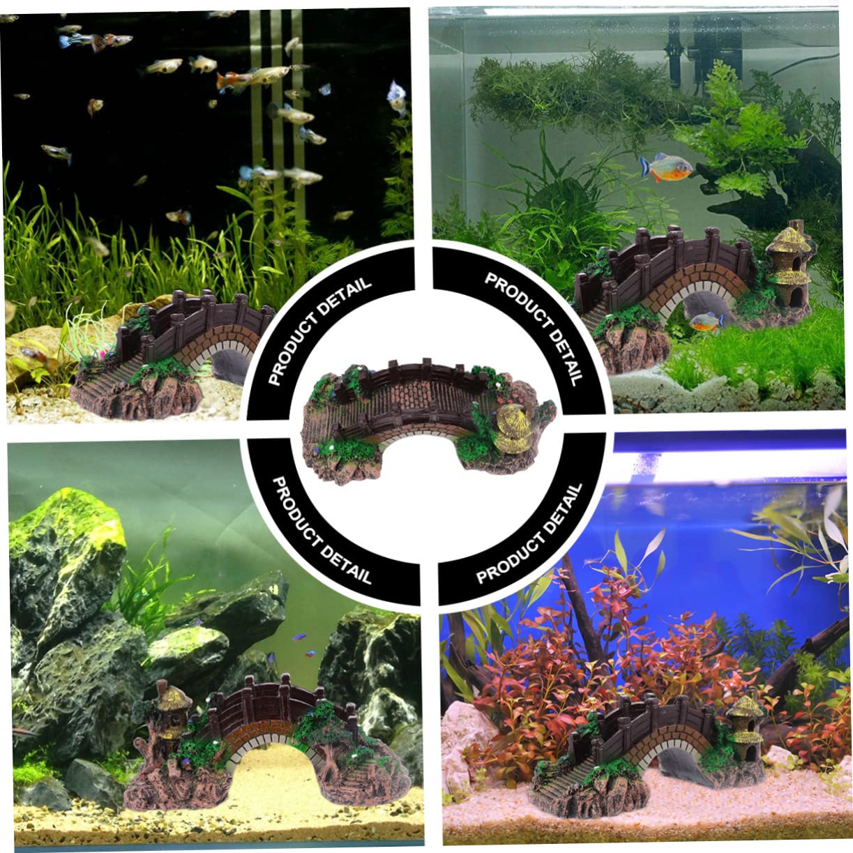 Sosoport 2 Piezas Decoración del Puente del del Acuario lámpara de Calor para Reptiles Bomba de Aire del Acuario decoración pecera peceras Ornamento del Acuario Refugio de Peces Resina