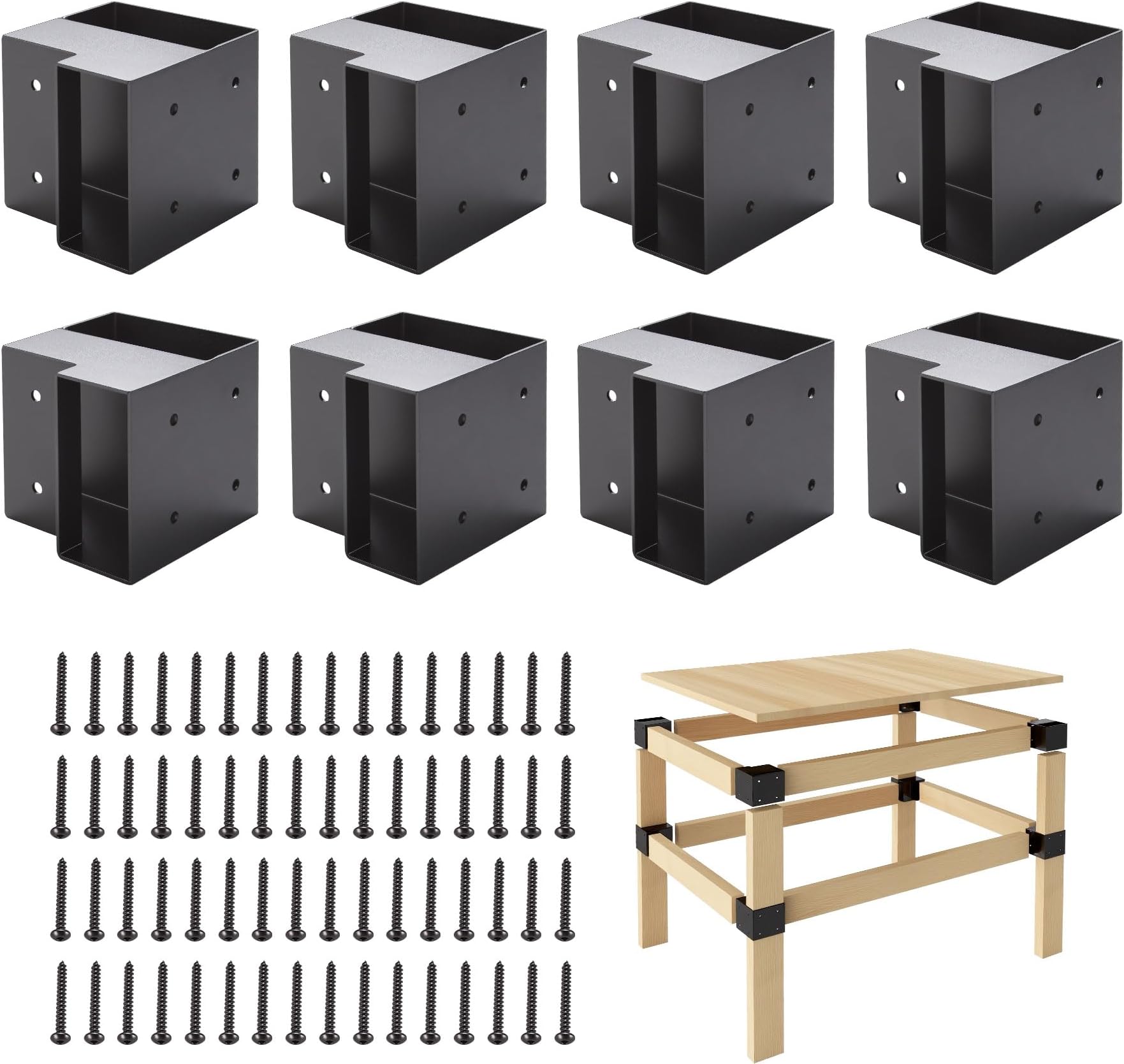 Heavy Duty Workbench Brackets Kit, 8 PCS 3-Way Right Angle Corner Braces for DIY 2''x4'' (Actual 1.5"x3.5") Wood, Steel Frame Building Plates for Workbench Table, Shelving, Garage Storage