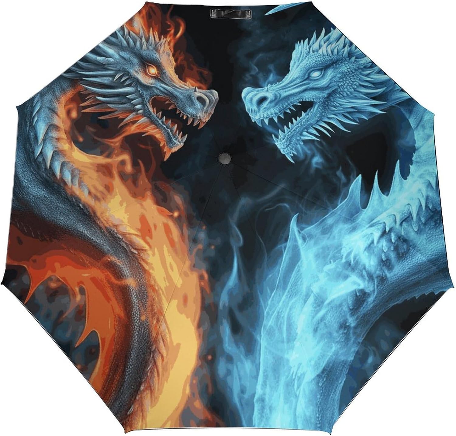Windproof Travel Umbrellas for Rain Auto Open Close Folding Rain Umbrella Ice And Fire Dragons Portable Umbrella for Travel