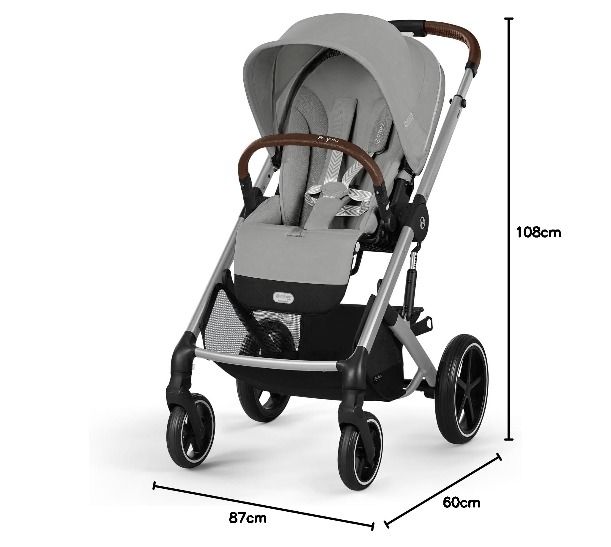 CYBEX Gold Cochecito Balios S Lux, Posición Reclinada Ergonómica, Sistema de Arnés con Una Sola Mano, Desde el Nacimiento Hasta 22 kg (Aprox. 4 Años), Stone Grey