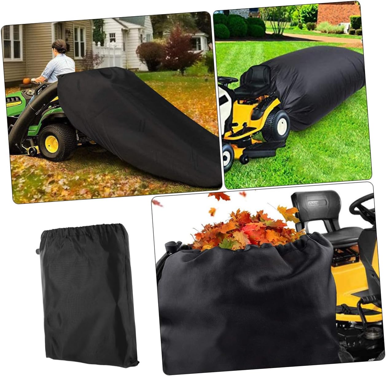 DOITOOL Reusable Lawn Leaf Waste Bag for Garden and Yard Cleanup, Foldable Black Drawstring Sweeper Storage Bag Compatible with Lawn Tractor Leaf Collectors