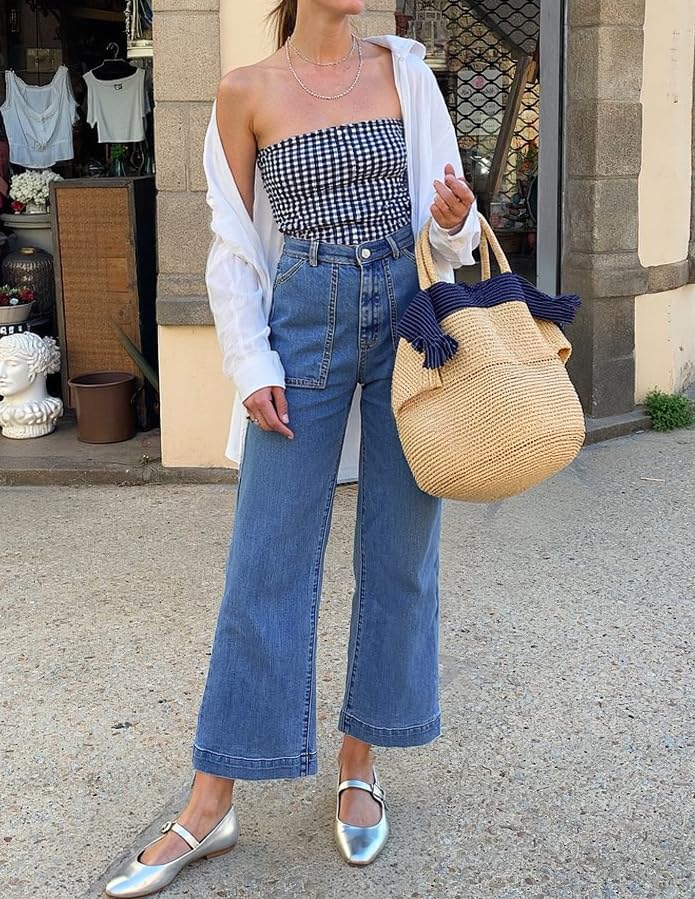 ZESICA Wide Leg Jeans for Women Trendy High Waisted Strechy Loose Straight Denim Pants with Pockets - Image 2