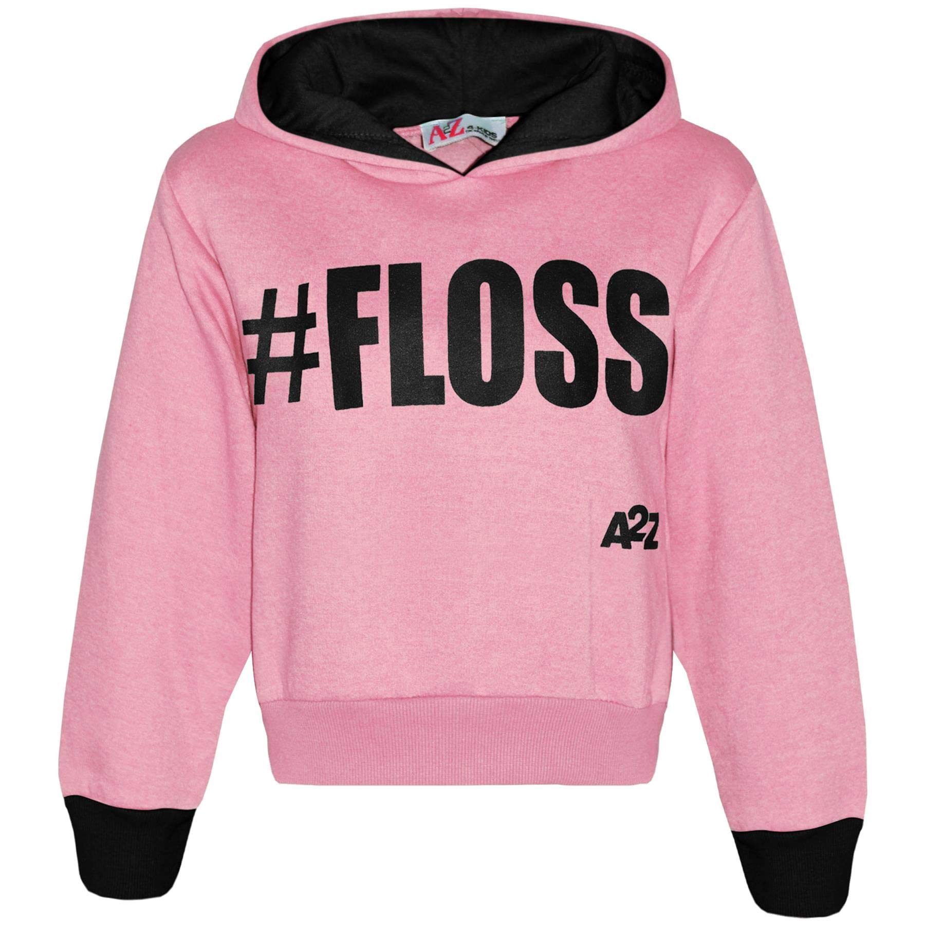 A2Z 4 Kids Kinder Mädchen Trainingsanzug Designers #Floss Drucken Vlies Baby Rosa Vermummt Zuschneiden Oberteil Unterseite Joggen Anzug Jogger Alter 5-13 Jahre