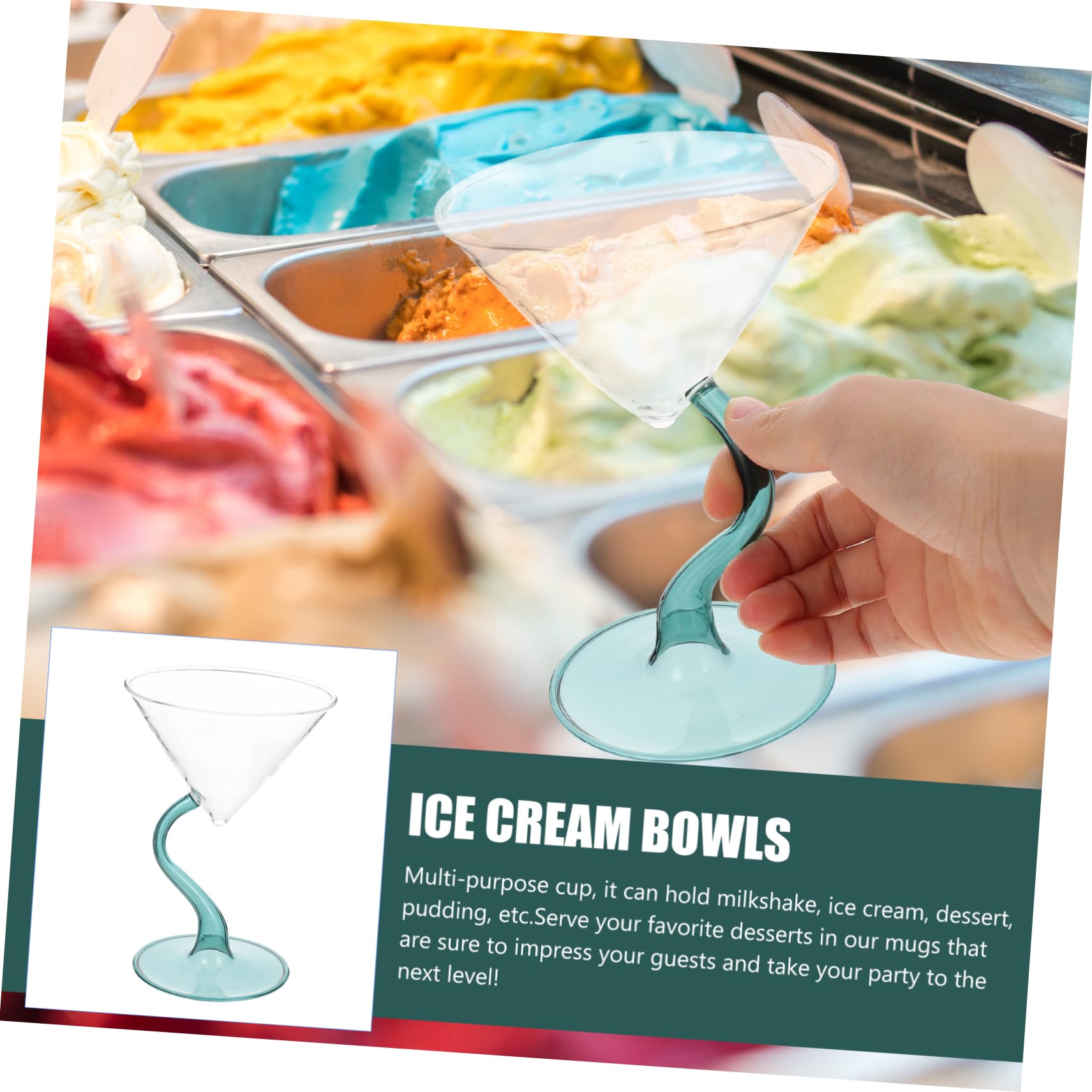 Amosfun 3 Pz Coppa Gelato in Ciotola Di Punch Tazze Di Salsa Tazze Di Mousse Mini Bicchieri Da Vino Tazze Da Dessert Trasparenti Mini Gelato Tazze Da Torta Ciotolina Bicchiere Green