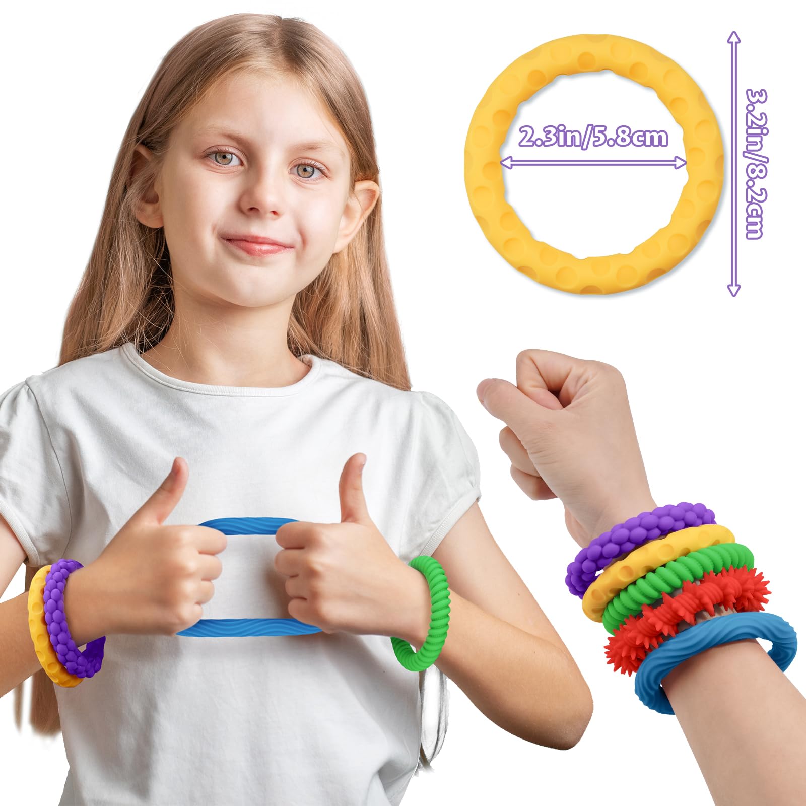 Zestaw 5 sztuk silikonowych, rozciągliwych bransoletek Fidget Toys