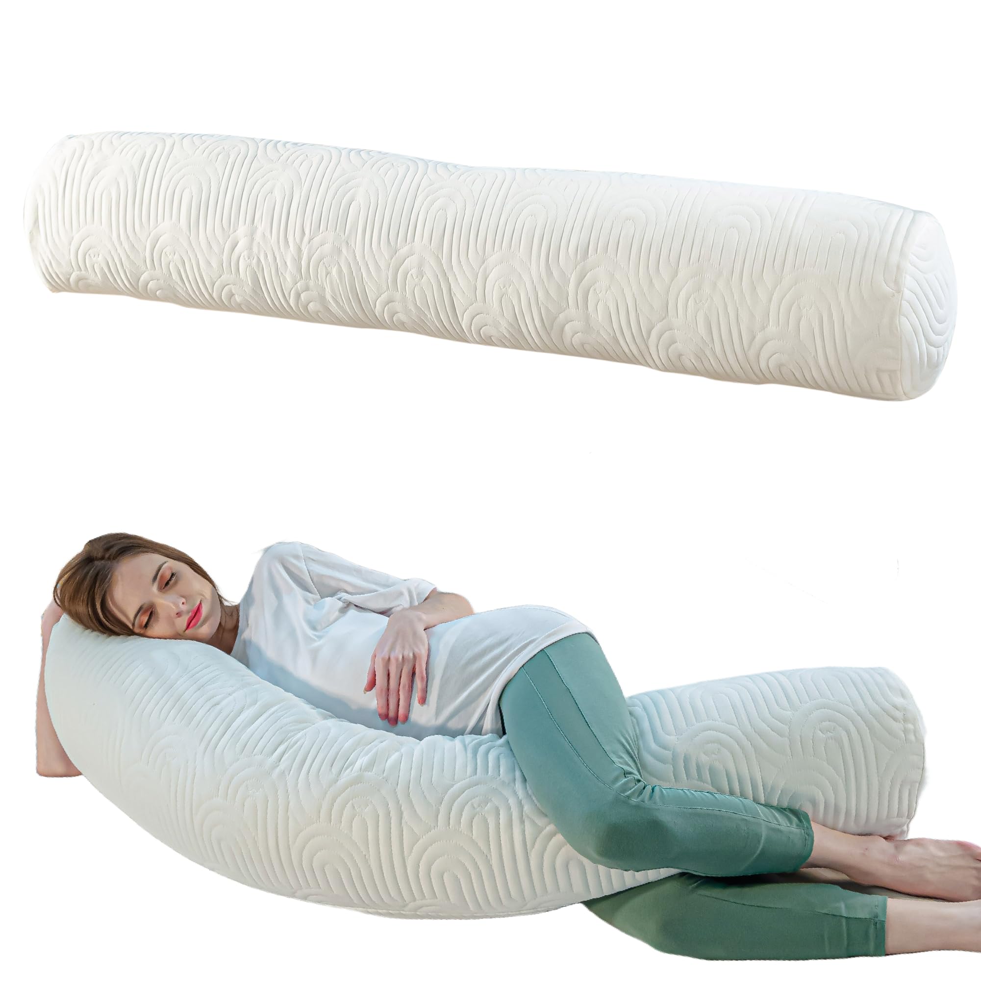 The White Willow Pregnancy Pillow for Pregnant Women-Maternity Pillow for Pregnancy Sleeping-Gift for Pregnant Women-Long Pillow-Side Body Pillow-Shredded Memory Foam & Micro Fiber-60 Lx9 W-White-image-19