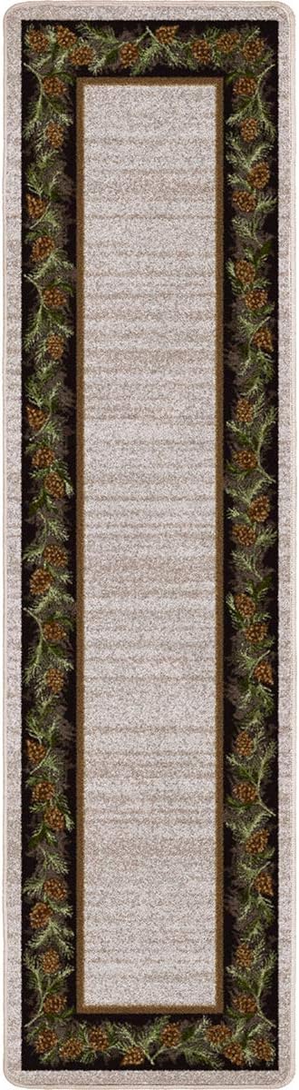 BLACK FOREST DECOR Pine Grove Natural Rug - 2 x 8, Nylon, Stain Resistant, Indoor Area Rug, 1" W x 7