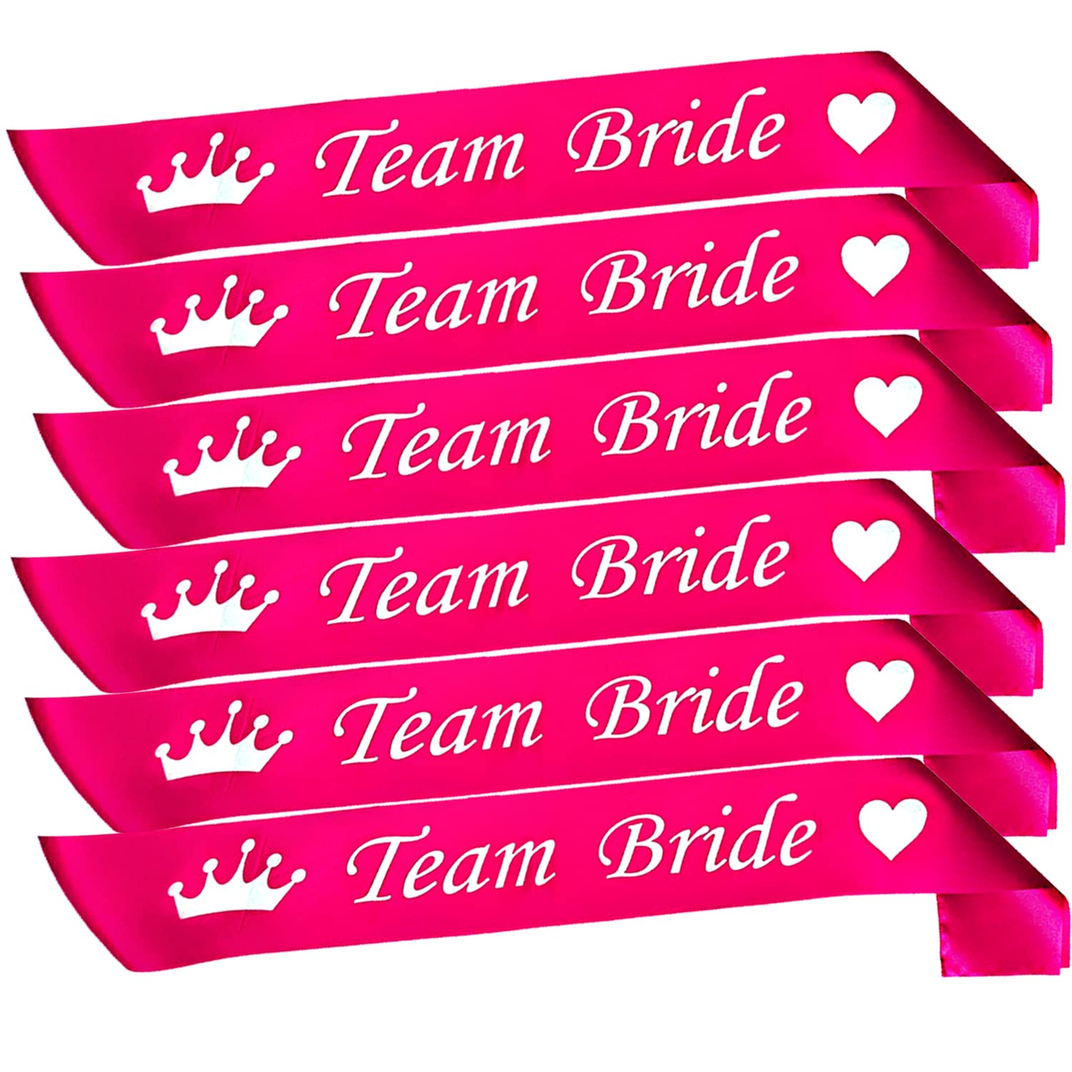 Propsicle Satin Pink Team Bride Sash Bachelorette Party | Spinsters Party | Bridal Shower Team Bride Decoration (Pack of 6)