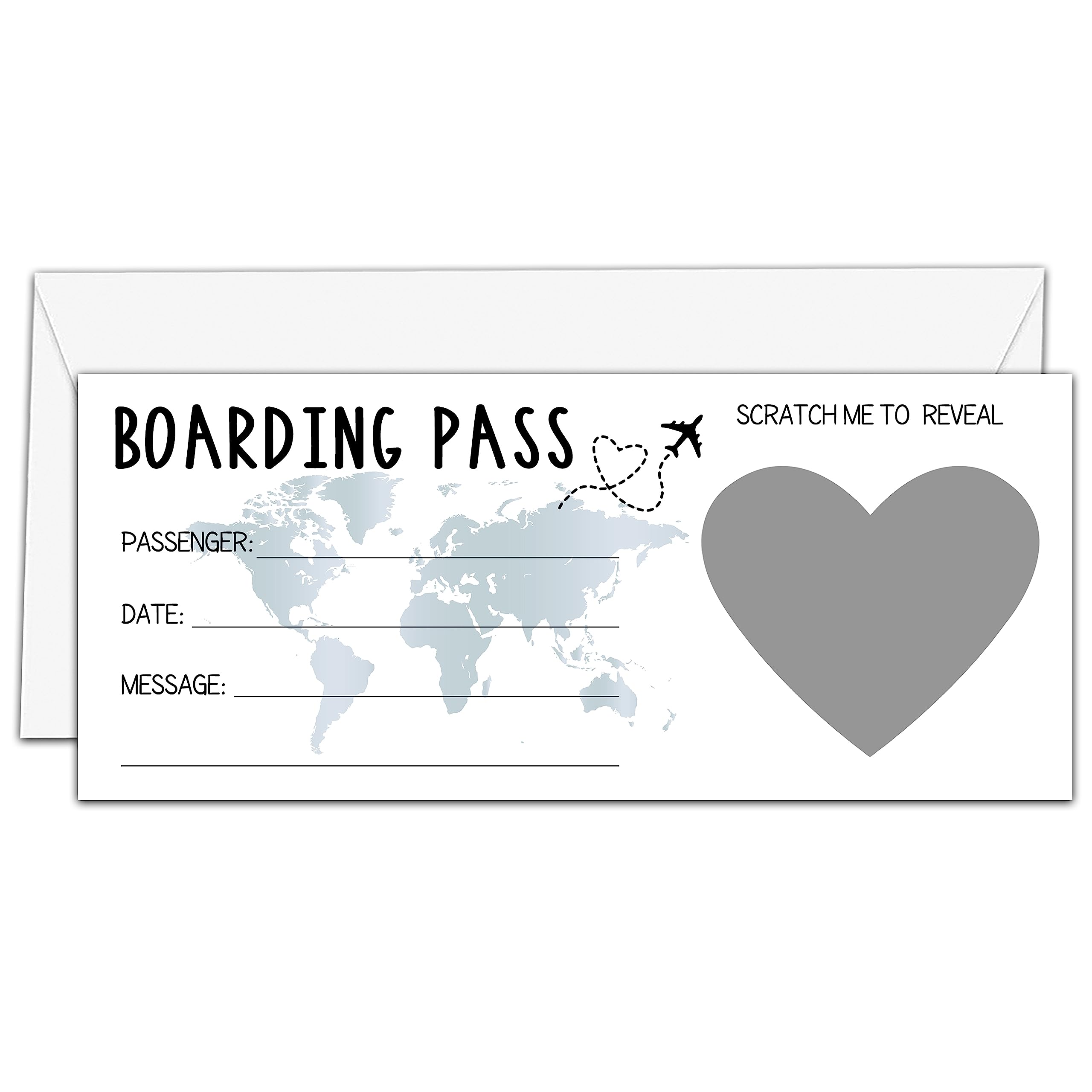 AWSICE DIY Scratch Surprise Boarding Pass - 3.5x8 Inches, With Envelope & Gold Scratch Sticker - View #2