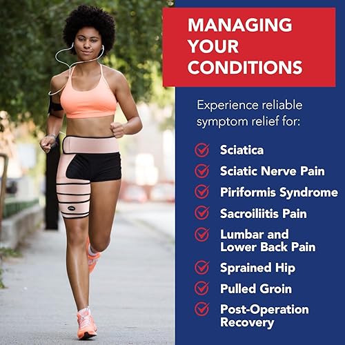 Miniatura 4 de Dr. Arthritis Faja de cadera para ciática con compresión ajustable del muslo, estabilizador de cadera para caminar, deportes y comodidad diaria,