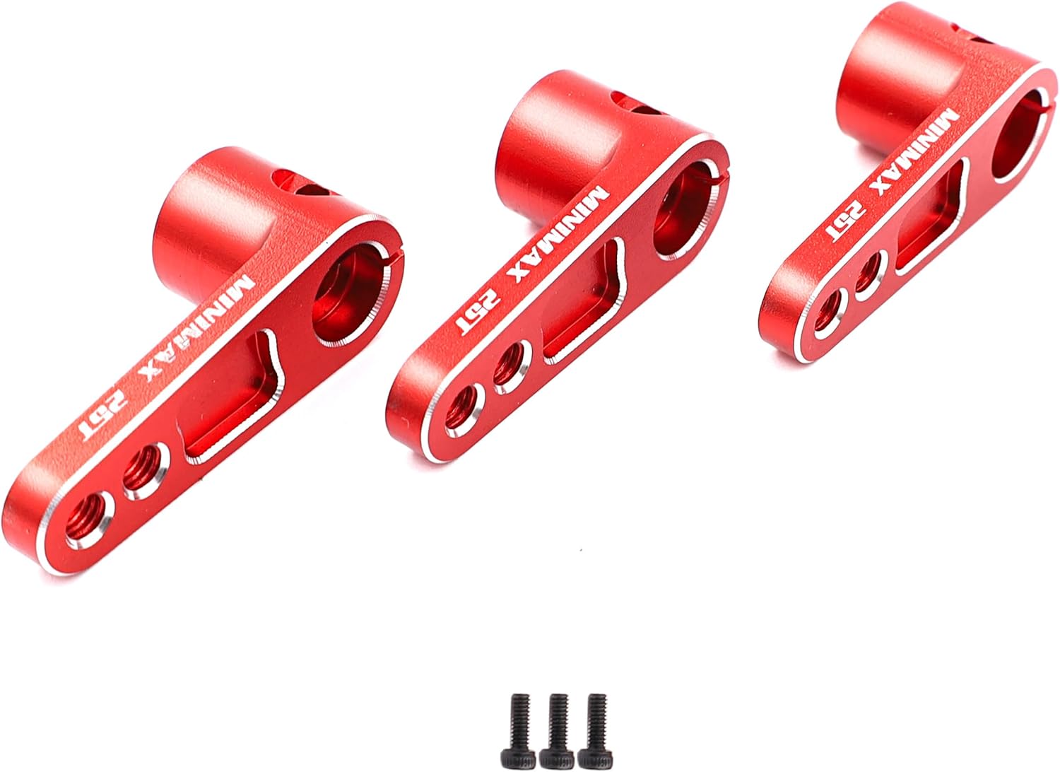 3PCS 25T Servo Horn Aluminum Alloy Servo Arm for Futaba Savox Power HD Servos Motor Replacement for 1/8 1/10 RC Off-Road Crawler Drift Racing Car(Red)