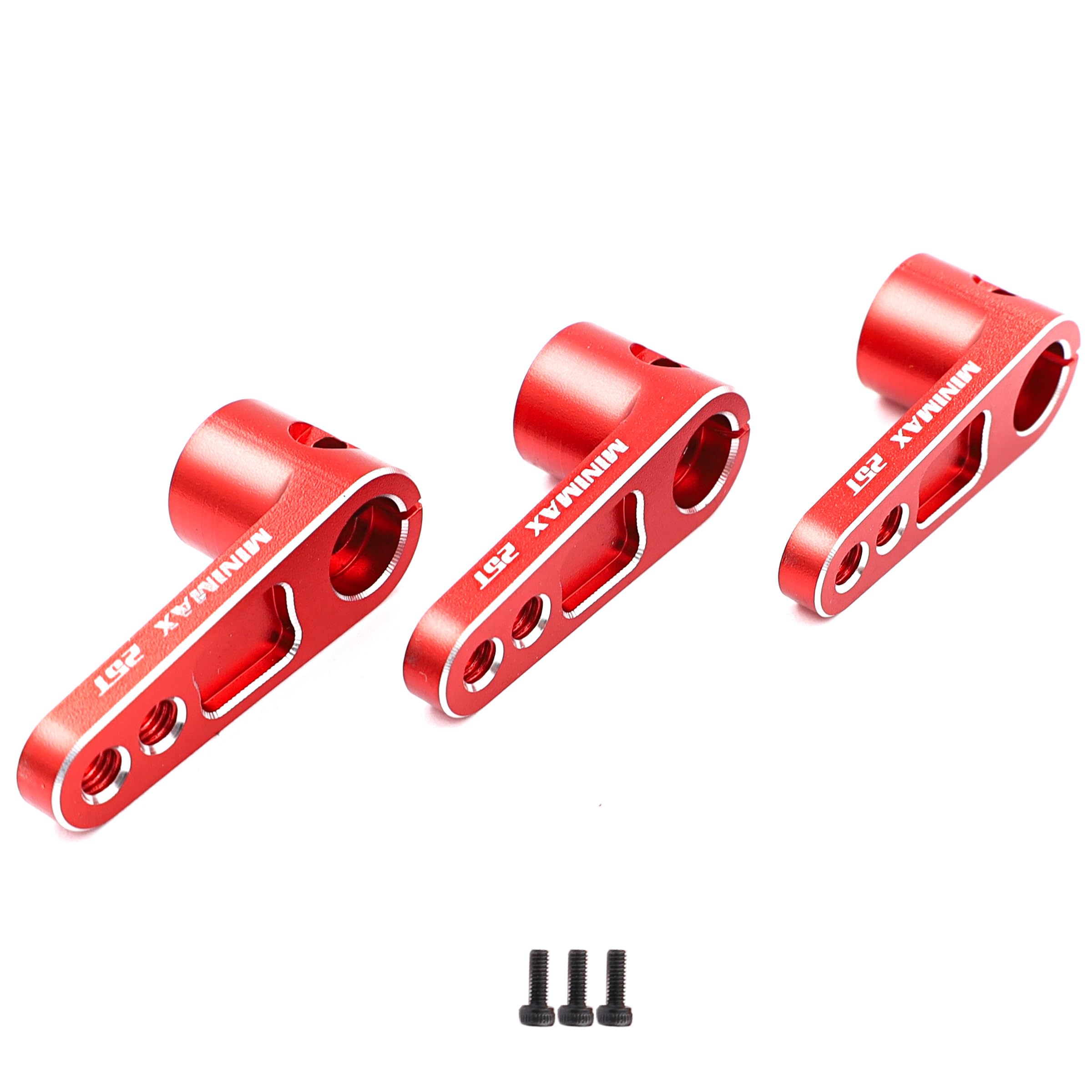 Raflot 3PCS 25T Servo Horn Aluminum Alloy Servo Arm for Futaba Savox Power HD Servos Motor Replacement for 1/8 1/10 RC Off-Road Crawler Drift Racing Car(Red)