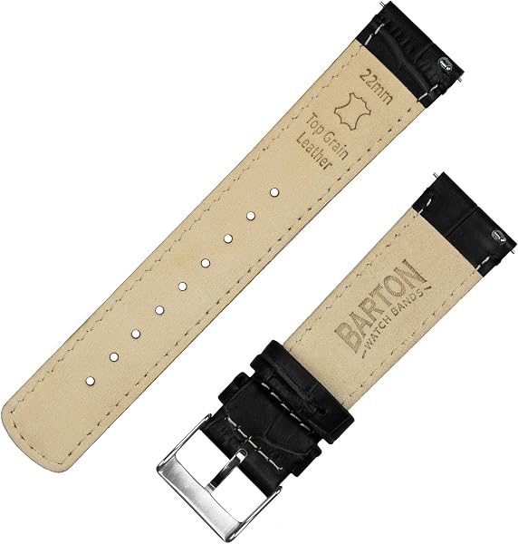 Barton Alligator Grain - Quick Release Leather Watch Bands - Choose Color - 16mm, 18mm, 20mm, 22mm, or 24mm - 4