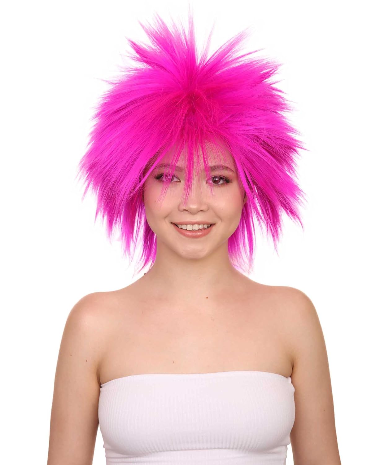 HalloweenPartyOnline Funky Punk Wig (Adult, Neon Fuchsia)