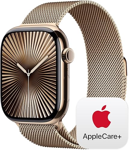 Apple Watch Series 10 [GPS + Celular 46mm] con caja de titanio dorado con bucle milanés dorado - M/L. Rastreador de fitness, aplicación ECG, Caja de
