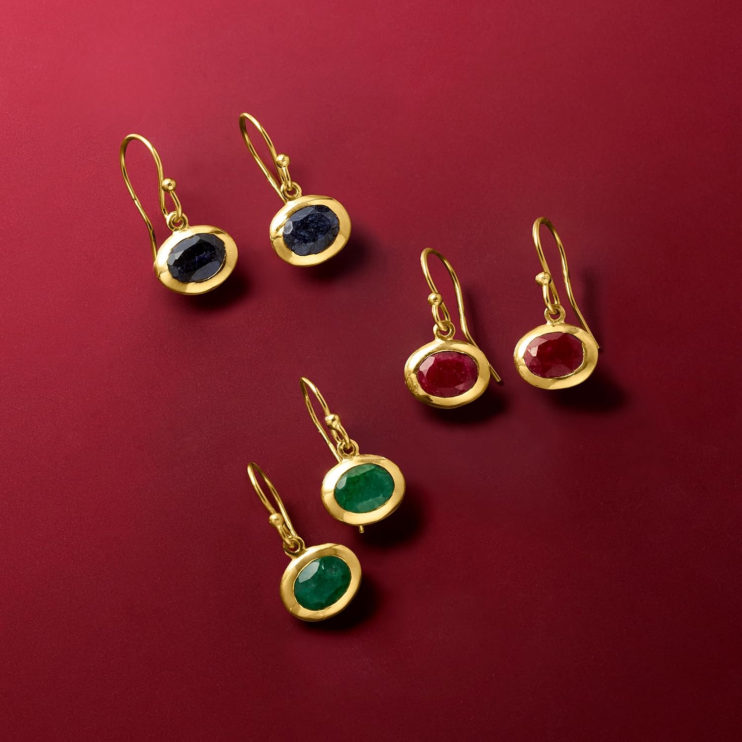 Ross-Simons 10.00 ct. t.w. Multi-Gemstone Jewelry Set: 3 Pairs Of Drop Earrings in 18kt Gold Over Sterling