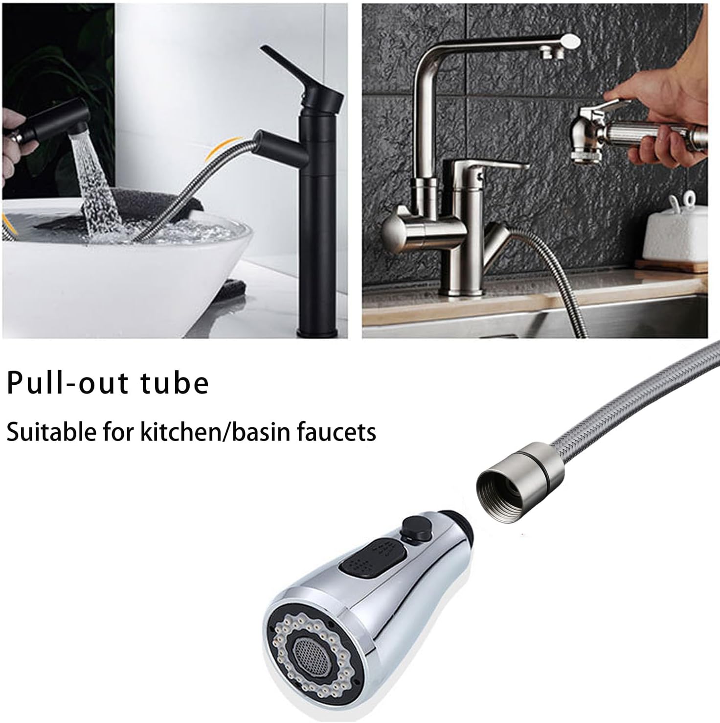 Spray Hose for Kitchen Faucet, 59-inch Pull-Out Sink Replacement, Pull Down Hose