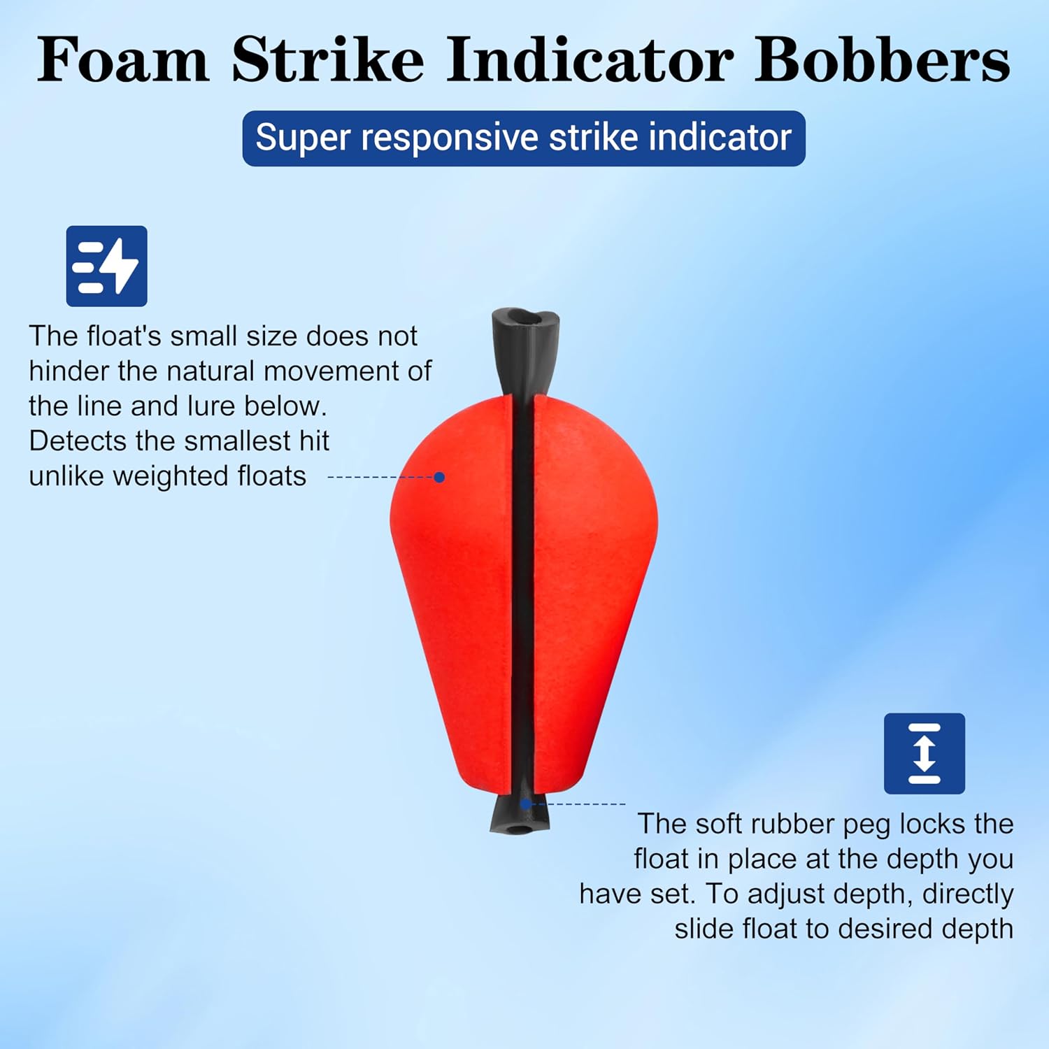 OROOTL Trout Float Foam Fishing Bobbers, 50pcs Slotted Fishing Floats Bobbers Teardrop Strike Indicators for Fly Fishing Trout Crappie Panfish Offshore Freshwater Saltwater