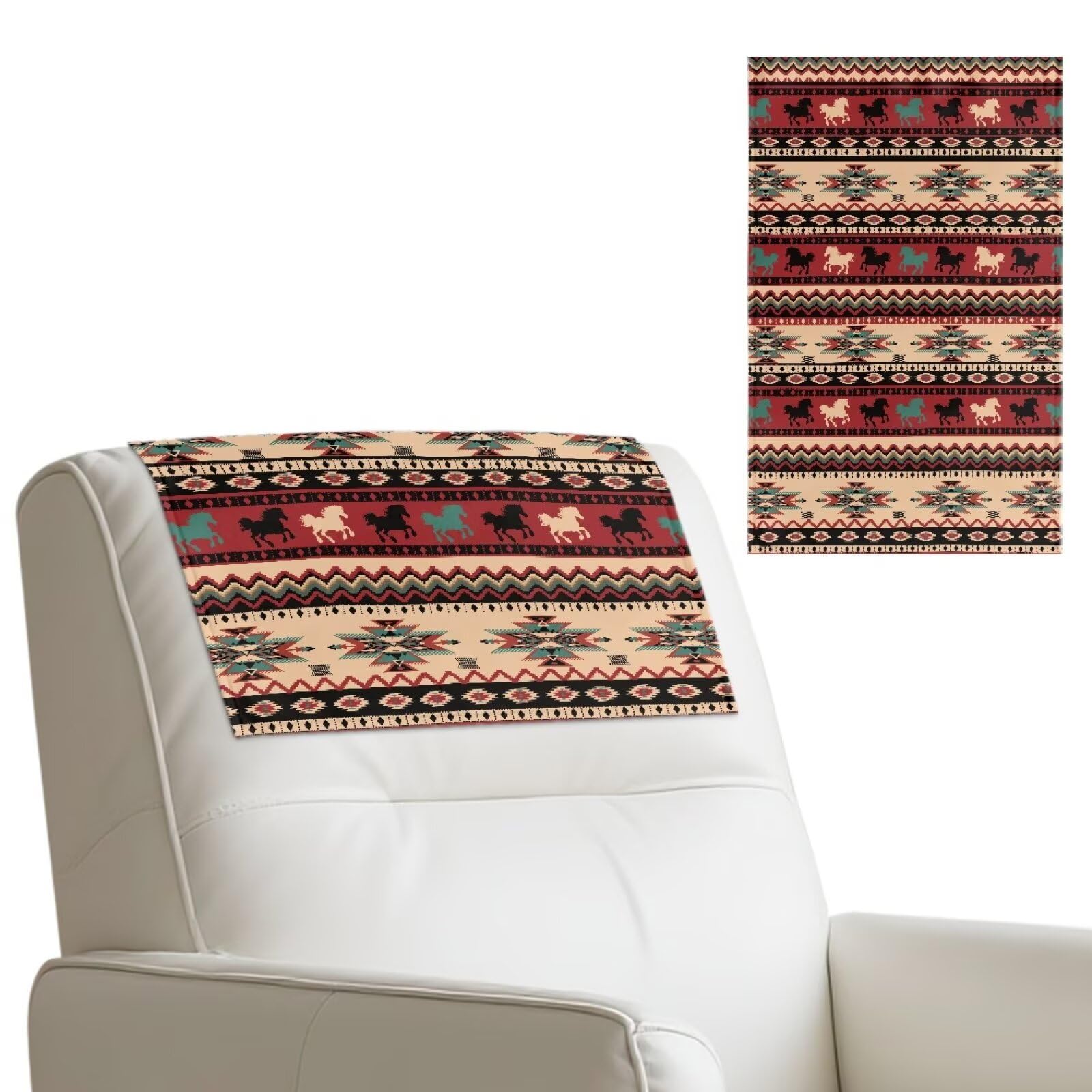 Housse de protection pour appuie-tête de chaise inclinable en cuir synthétique motif cheval aztèque tribal aztèque pour décoration de maison, salon, canapé, fauteuil inclinable